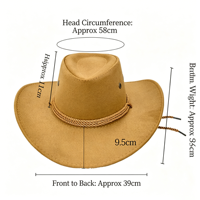 Chapeaux de cowboy occidentaux en gros d'usine, à large bord, protection solaire, pour la plage, les prairies, les sites touristiques et les voyages