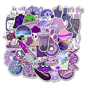 50 Uds púrpura fresco <span class=keywords><strong>VSCO</strong></span> DIY para niña dibujos animados pegatina impermeable cascos de motocicleta calcomanías - Product Image 1