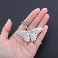 Petit pendentif papillon rose, collier hip-hop pour couple, accessoires, chaîne de pull