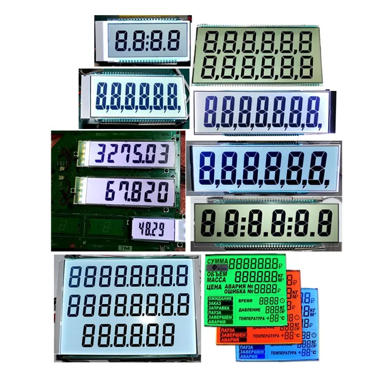 Pantalla LCD personalizada monocromática para dispensador de combustible, fabricante profesional 886, 7 segmentos, transparente, 7 segmentos