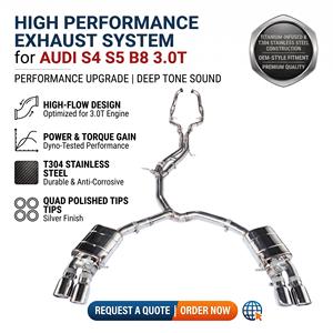 Sistema de Escape Catback con Válvulas de Acero Inoxidable Vortex para Audi S4 S5 B8 3.0T 2008-2017 con Tubos de Escape Cuádruples Cromados Pulidos - Product Image 1