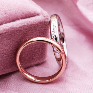 Miglior prezzo anello di nozze coppia set su misura anello in oro semplice 14k giallo e bianco oro massiccio anello di gioielli per coppie - Product Image 2
