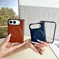 Étui de téléphone de luxe en cuir PU à motif, avec support magnétique et protection antichoc, style Ins, pour iPhone Duo