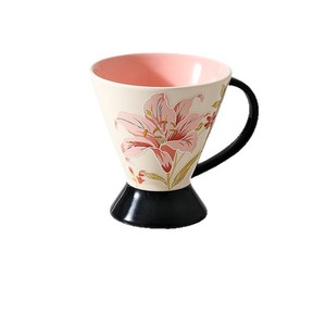 Modern French Retro Relief Ceramic Eco-Friendly Dishwasher Safe High <b>Footed</b> <b>Mug</b> with Spoon for Business Gifts - Product Image 6