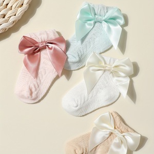 Chaussettes pour nouveau-nés, bébés filles, style nœud papillon, douces, confortables, décontractées, colorées, en coton - Product Image 5