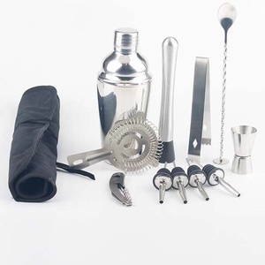 12Pcs En Acier Inoxydable Cocktail Shaker Bar Set Barman Kit Vin Martini Mixer <span class=keywords><strong>Boston</strong></span> Shaker pour la Partie Bar Outil Roll Up Kit Sac - Product Image 2