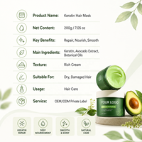 Masque capillaire à la kératine naturelle et biologique pour réparation profonde des cheveux secs, hydratant et revitalisant en profondeur pour cheveux abîmés et crépus