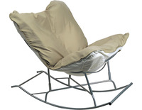 Fauteuil à bascule pliable avec coussin en éponge épaisse, structure en fer, siège ergonomique de détente pour salon et balcon