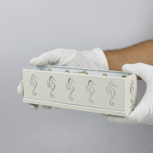 Support de bougie chauffe-plat en métal blanc avec découpe motif hippocampe, dernière collection, pour décoration de Noël, vente en gros - Product Image 4