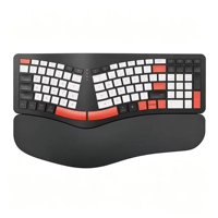 Clavier sans fil silencieux ergonomique à double mode avec 102 touches, 2,4 GHz, rechargeable par Type-C, avec repose-poignets, résistant aux taches