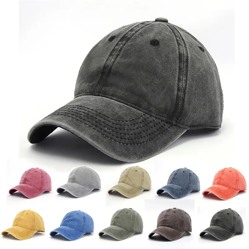 Topi Koboi Warna Polos untuk Pria Wanita, Topi Bisbol Hiphop Pas dengan Pencucian Air Musim Gugur dan Semi untuk Pria dan Wanita