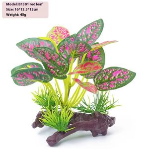 Plantas acuáticas simuladas decoración de tanque de tortuga plástico Driftwood acuario pecera hoja hierba Hotel ornamento flores - Product Image 5