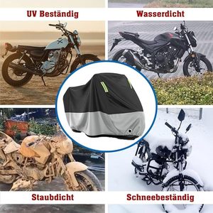 Cubierta de motocicleta <span class=keywords><strong>impermeable</strong></span> universal para todas las estaciones de poliéster con agujeros de bloqueo y <span class=keywords><strong>bolsa</strong></span> de almacenamiento para protección solar y exterior - Product Image 4