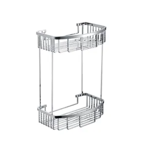 Dual tier metalen badkamer draad mand plank rvs douche caddy