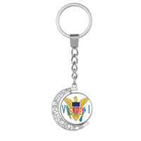 Porte-clés numérique personnalisé en forme de lune, avec drapeau des Bahamas, gravure creuse, en alliage, double face, motif croissant de lune