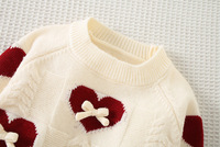 Pull en tricot acrylique pour bébés filles, nouveau pull mignon pour l'automne/hiver, motif cœur, nœud, haut tendance pour enfants
