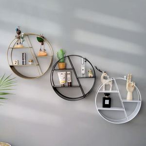 Nordic Style Iron Round/hexagonal Metal Rack <b>Wall</b> <b>Decoration</b> Rack Home Bedroom Living Room <b>Wall</b> Mounted <b>Decorative</b> Storage Rack - Product Image 3