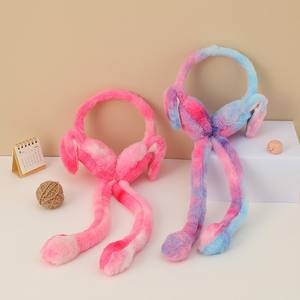 Bandeau en peluche épaisse en polaire élégante pour l'hiver, cache-oreilles tie-dye, protection des oreilles pour le cyclisme en plein air par temps neigeux - Product Image 2