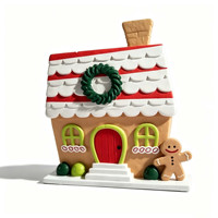 Décorations de Noël personnalisées en fibre de verre, sculpture de maison de Père Noël en pain d'épices pour jardin, hôtel, centre commercial, espaces commerciaux