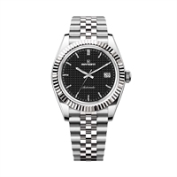 Montre de haute qualité avec cadran gaufré, bracelet Jubilé semi-brossé et semi-polie, lunette cannelée, compatible mouvements ETA 2824-2/SW200/SW260