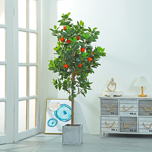 Plante artificielle d'intérieur de style nordique en pot sur pied avec fruits pour la décoration du salon et des magasins - Product Image 3