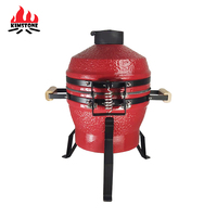 Barbecue au charbon de bois Kamado en céramique moderne Kimstone, 13 pouces, finition émaillée en porcelaine, allumage automatique, fumoir sur chariot, commande tactile