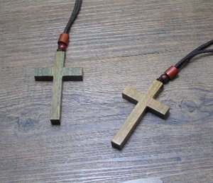 진짜 백단향 십자가 목걸이 수제 무지 나무 십자가 펜던트 조절 가능한 끈 기독교 종교 장신구 선물 - Product Image 4