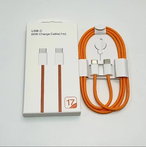 สายชาร์จเร็ว USB C to USB C 60W ยาว 1 เมตร สายถักไนลอน สำหรับถ่ายโอนข้อมูลและชาร์จ iPhone 15 16 17 Pro Max - Product Image 1