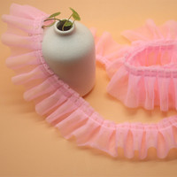 Dentelle plissée double couche en maille de 5 cm en filament de polyester pour la confection artisanale de jupes de poupées DIY
