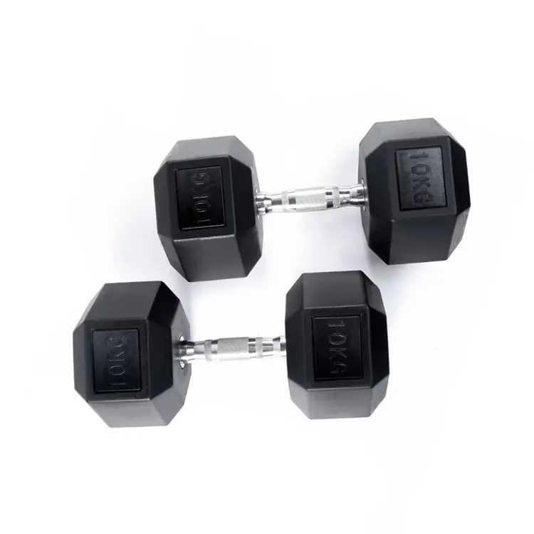 Fitness egzersizleri egzersiz spor Kg Lb özel Logo kauçuk siyah demir Hex dambıl