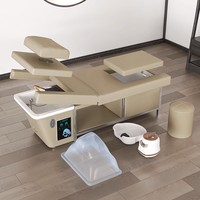 Nouveau Design 2023 Fauteuil de Lavage pour Salon de Coiffure à Circulation d'Eau, Thérapie Crânienne, Lit de Shampooing Électrique de Traitement Thaïlandais Avec Pédiluve Intégré