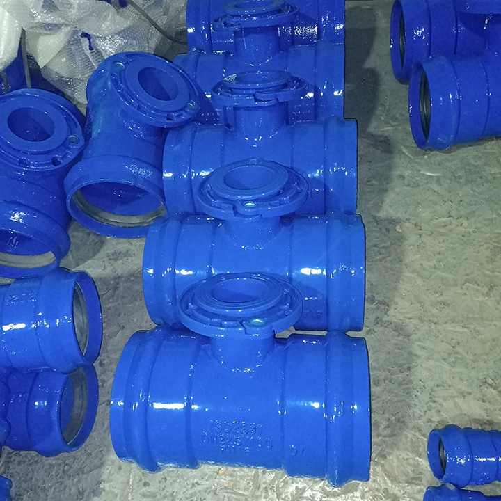 ISO2531 PN16 Fusion Bonded Epoxy Ductile Cast Iron DI Double PVC Tee With One Loose Flange Branch