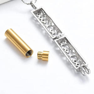 Moda Paslanmaz Çelik Içi Boş Silindirik <span class=keywords><strong>Urn</strong></span> Parfüm Şişesi Kolye Kolye Melek Kanat Tasarım Doldurulabilir Hatıra Takı - Product Image 5