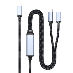 Cable de Datos Tipo-C Dos en Uno LUNG KAY Ly-043, Carga Rápida 5A, 100W, 1.2m, Revestimiento de Malla de Aleación de Aluminio, 480Mbps - Product Image 4