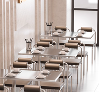 Mobilier d'hôtel commercial de cantine de chaise d'acier inoxydable de style industriel pour la combinaison de table et de chaise de salle à manger de restaurant
