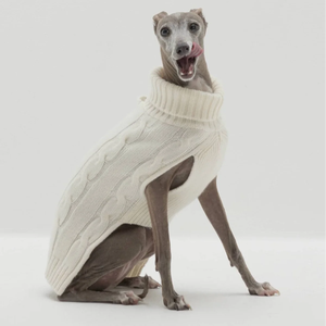 Suéter OEM de lana pura de Merino y Cachemira para perro, suéter de lujo para mujer, tejido con cable personalizado para mascotas pequeñas y gatos, Alpaca - Product Image 2