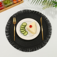 Nouveau Set de Table Rond Moderne Antidérapant et Isolant avec Pompons Tressés Couleur Unie – Idéal pour Hôtels et Restaurants Occidentaux