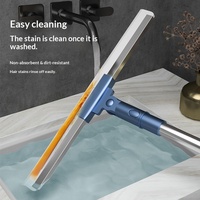 Nettoyeur de sols en plastique à long manche avec raclette à eau et grattoir en caoutchouc pour vitres - Outil de nettoyage domestique en profondeur