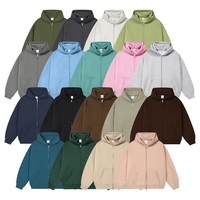 Sweat-shirt à capuche double fermeture éclair doublé polaire, personnalisable avec logo, vente en gros, unisexe, coupe ample, épaules tombantes, coton et polyester