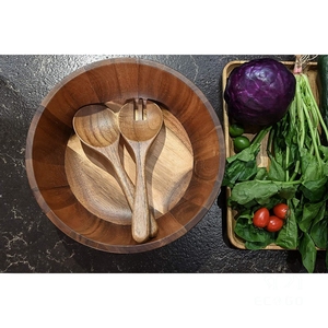 Ensemble de bols à salade en bois de qualité alimentaire, écologiques et personnalisés, grands bols de service en bambou pour le camping, les mariages - Product Image 3