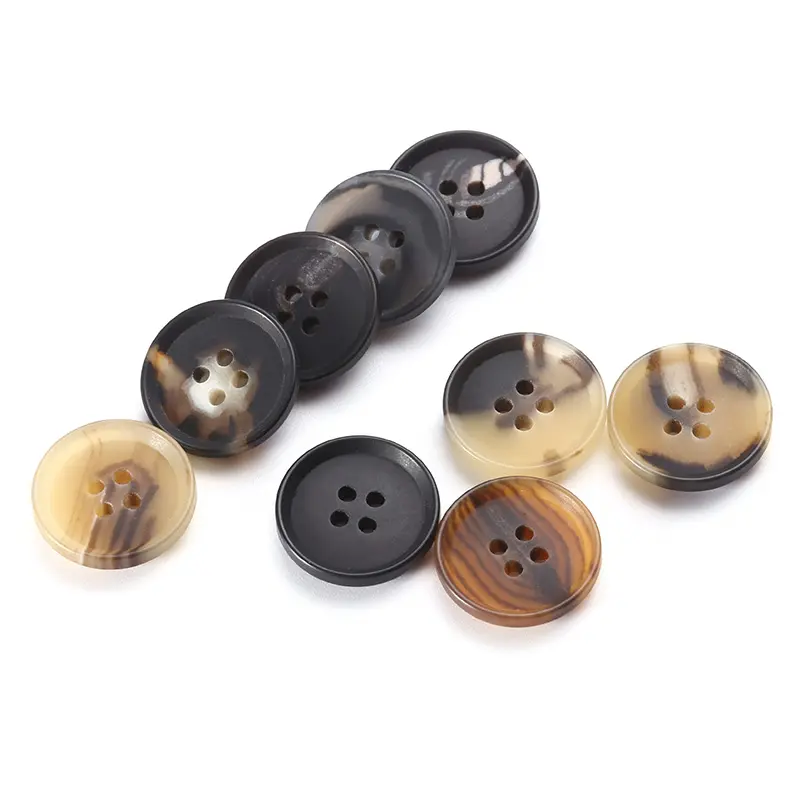 High-end fashion 4 holes real horn colorful buttons custom garments faux horn button resin button