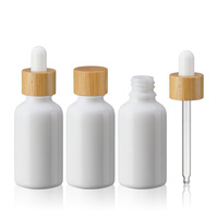 Emballage cosmétique rond en gros, flacon compte-gouttes en verre blanc de 15 ml, flacons pour huile essentielle et sérum