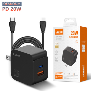 شاحن حائط LDNIO جديد 20W GAN بمنفذي <span class=keywords><strong>USB</strong></span>-C PD سريع عالمي للهاتف، شاحن جداري صغير جداً بمنفذ <span class=keywords><strong>USB</strong></span>-C - Product Image 1