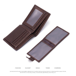 Customized Logo Men's Vintage Style Travel Wallet High Quality Genuine Crazy Horse Leather with Polyester Lining Open Closure - Product Image 2