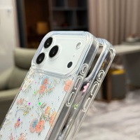 Coque pour iPhone 17, motif floral scintillant, design floral, coque de protection transparente pour téléphone portable, compatible avec iPhone 17, 16, 15, 14 Pro Max