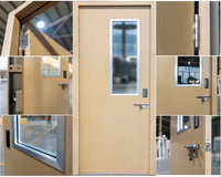 Puertas Interiores de Acero con Acabado de Madera para Dormitorios Estudiantiles, Aulas Escolares y Habitaciones, con Ventana de Vidrio
