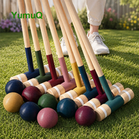 Vente d'usine YumuQ : Jeux de croquet en bois d'eucalyptus de qualité supérieure, maillettes de 26'' / 32'', pour jeux de pelouse et de jardin, avec sac de transport