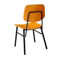 Chaise d'école industrielle en bois avec assise et dossier en contreplaqué courbé, structure en métal noir thermolaqué, chaise de salle à manger en gros pour restaurant