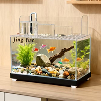 Aquarium carré en acrylique transparent de 50L, personnalisé en usine, luxe amélioré 2026, autonettoyant, avec filtre automatique et LED, couleur personnalisable