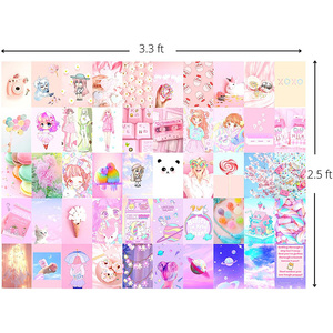 Kit <span class=keywords><strong>Collage</strong></span> da Parete Estetico Rosa Personalizzato 50 Pezzi 10x15CM Carta Patinata Superficie Verniciata <span class=keywords><strong>Poster</strong></span> Artistico per Decorazione Camera - Product Image 5